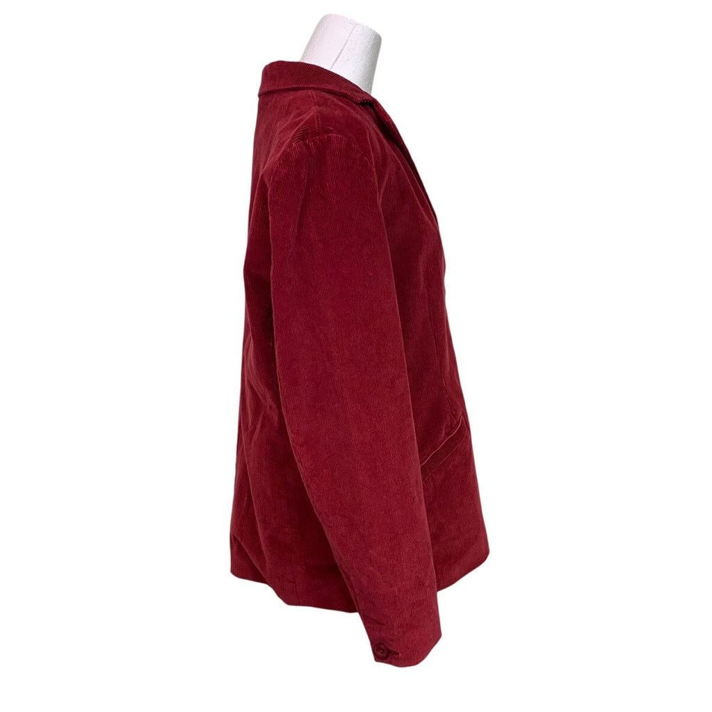 LL Bean Womens Regular Cotton Blend Red Corduroy Jacket