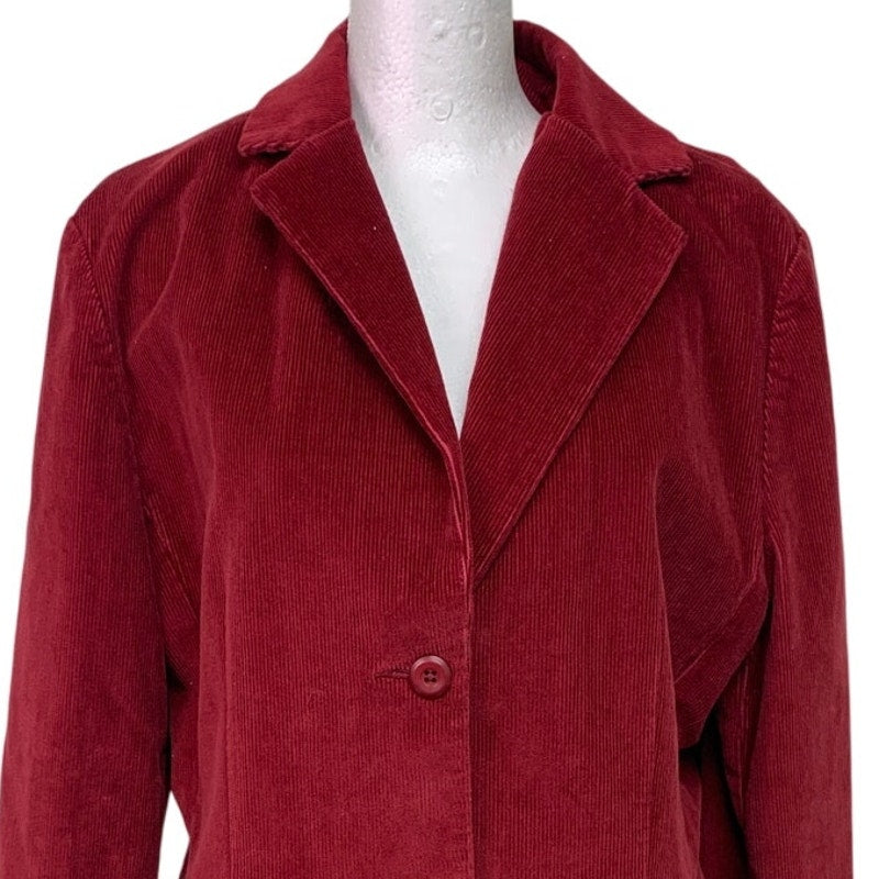 LL Bean Womens Regular Cotton Blend Red Corduroy Jacket