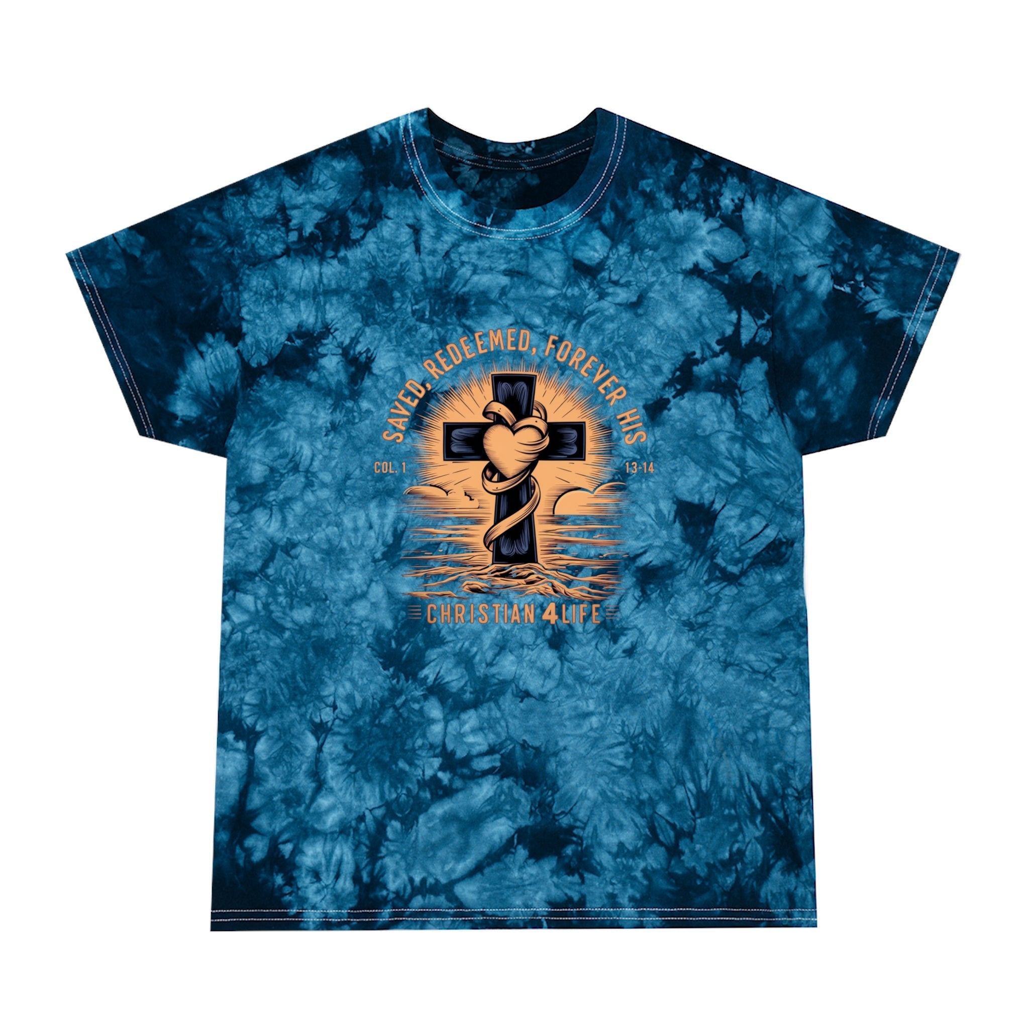 Unisex "Saved, Redeemed, Forever His" Christian Tie-Dye style T-shirt
