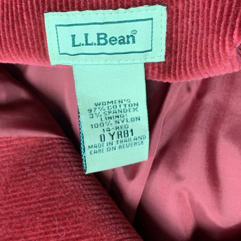 LL Bean Womens Regular Cotton Blend Red Corduroy Jacket